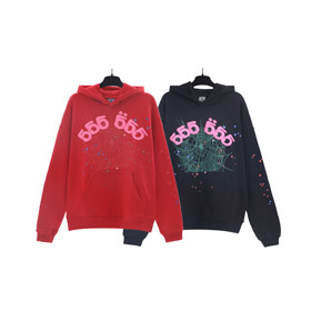 Sp5der  Spiderweb Letter Foam Print Hoodie-4588  
